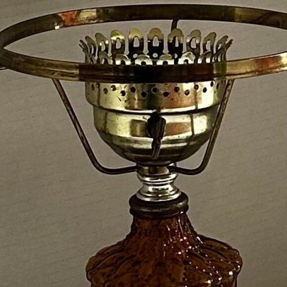 Vintage Electric Amber Hobnail Lamp 11" Tall MCM Italy Marble Base - Picture 2 of 7